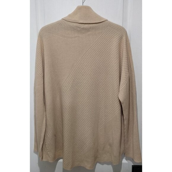 Eileen Fisher | Rib Knit Cashmere Turtleneck Sweater in Camel - Picture 4 of 8